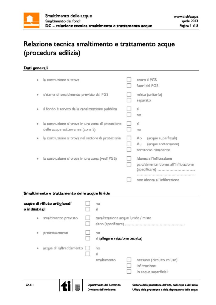 Relazione Tecnica Smaltimento E Trattamento Acque Procedura Edilizia